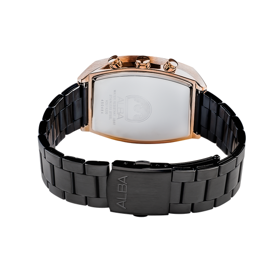 AM3992X1 Black & Gold Rectangular Dial Chronograph Watch