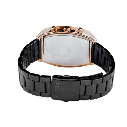 AM3992X1 Black & Gold Rectangular Dial Chronograph Watch