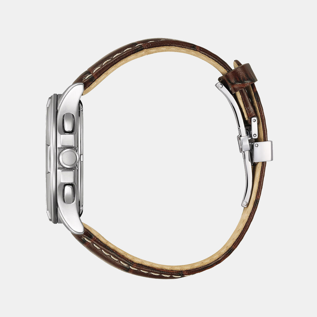 Men Eco-Drive Brown Dial Chronograph Leather Watch BL8160-07X