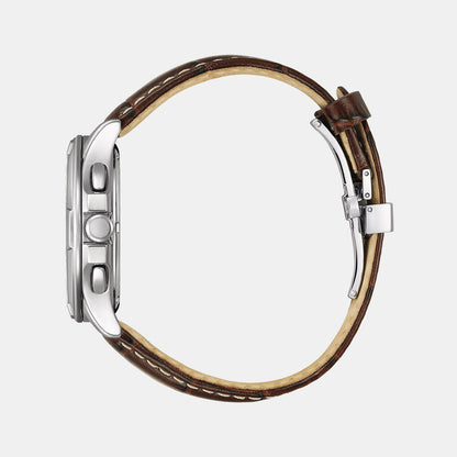 Men Eco-Drive Brown Dial Chronograph Leather Watch BL8160-07X