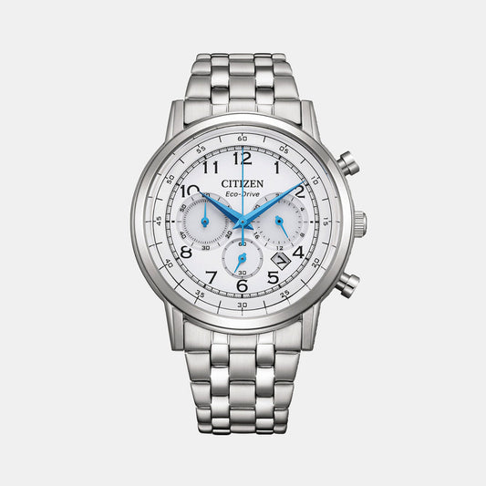 Men Eco-Drive White Dial Chronograph Stainless Steel Watch CA4630-53A