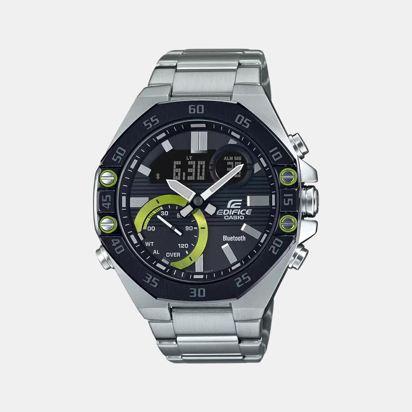 Edifice Men Quartz Black Dial Analog-Digital Stainless Steel Watch ED493