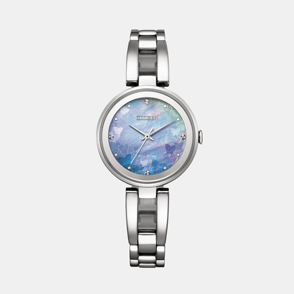 Eco-Drive Women Eco-Drive Light Blue Dial Analog Stainless Steel Watch EM0801-85N