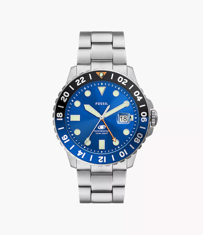 Fossil Blue GMT Stainless Steel Watch