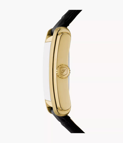 Carraway Three-Hand Black Croco Leather Watch