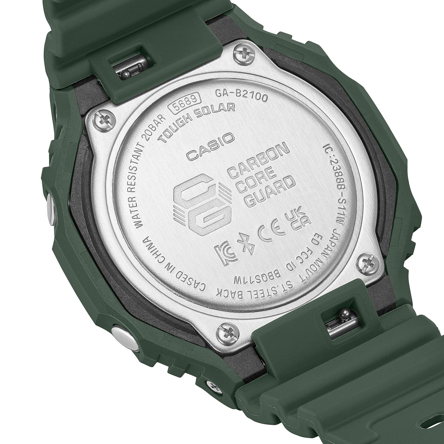 Men G1244 G-Shock GA-B2100-3ADR Green Analog-Digital Dial Green Resin Strap Watch