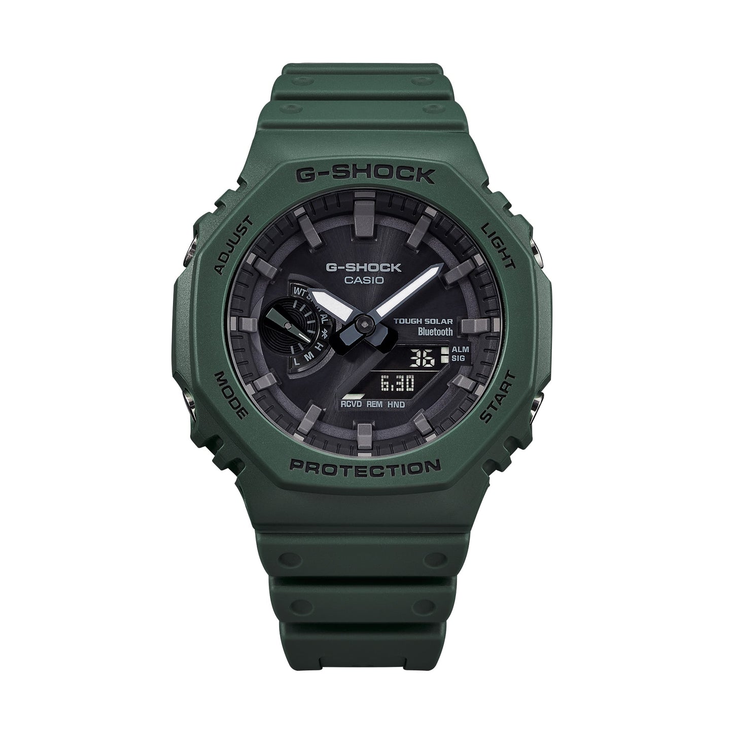 Men G1244 G-Shock GA-B2100-3ADR Green Analog-Digital Dial Green Resin Strap Watch