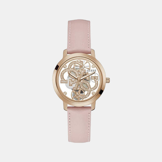 Women Quartz Pink Dial Analog Leather Watch GW0383L2
