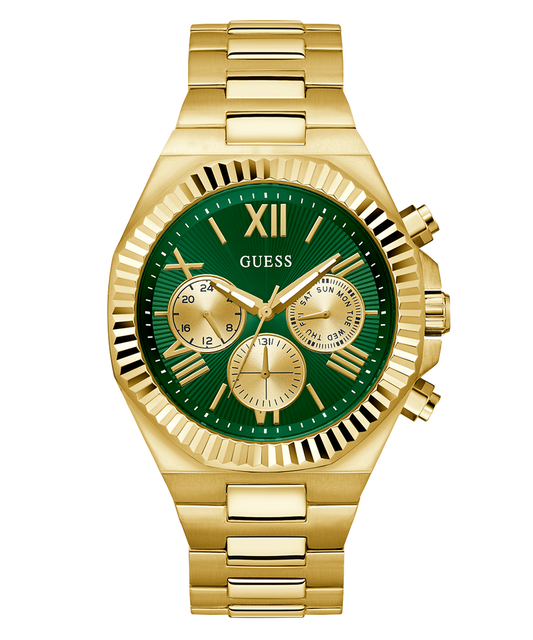 GUESS Equity Mens Gold Tone Multi-function Watch