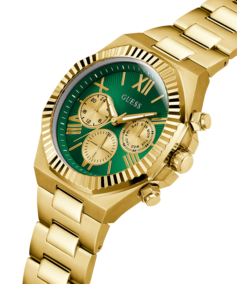 GUESS Equity Mens Gold Tone Multi-function Watch