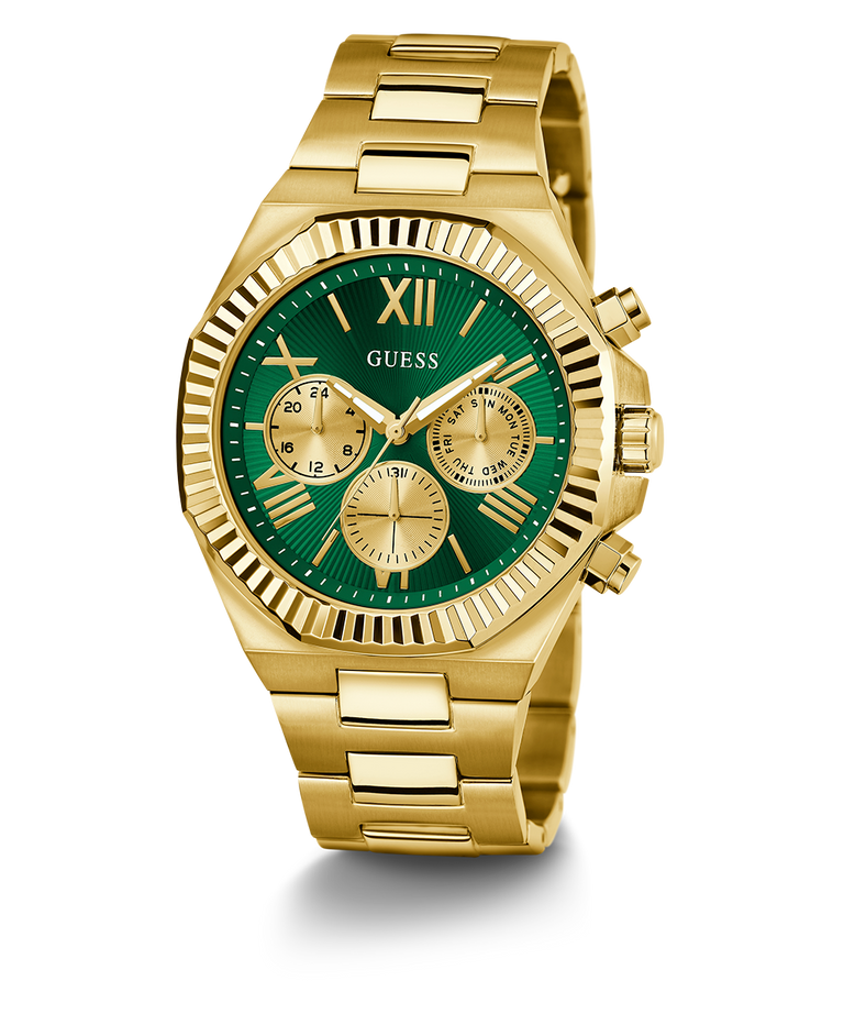 GUESS Equity Mens Gold Tone Multi-function Watch
