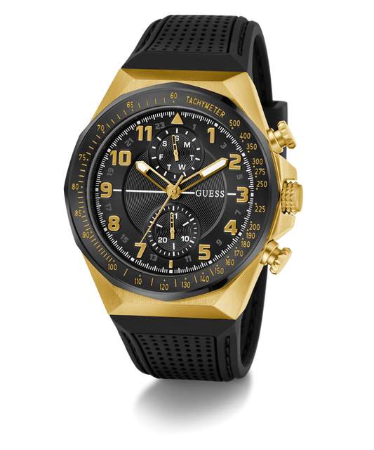 GUESS Mens Black 2-Tone Multi-function Watch