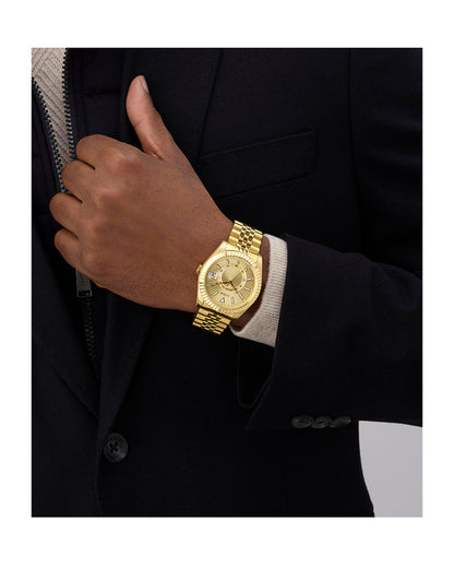 Gd Jaden Men Quartz Champagne Dial Analog Stainless Steel Watch GW0977G2