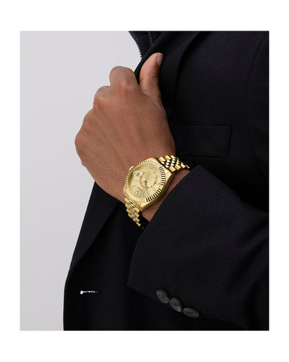 Gd Jaden Men Quartz Champagne Dial Analog Stainless Steel Watch GW0977G2