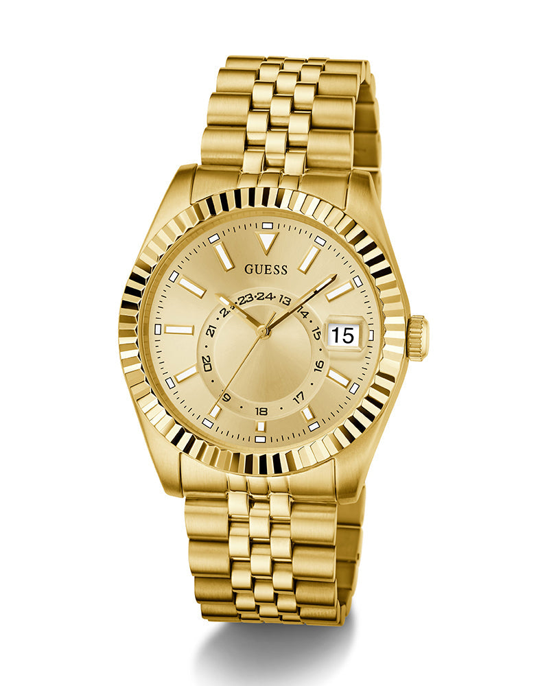 Gd Jaden Men Quartz Champagne Dial Analog Stainless Steel Watch GW0977G2