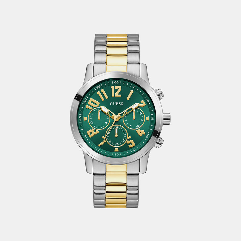 Men Quartz Green Dial Multi-function Stainless Steel Watch GW1006G4