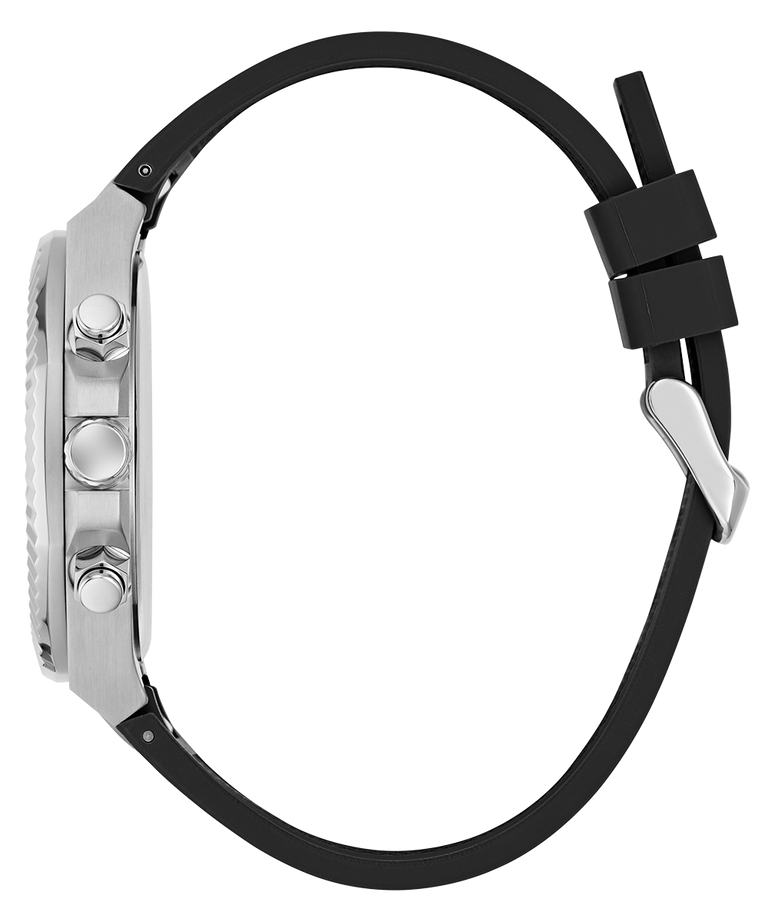 GUESS Mens Equity Black Silver Tone Analog Watch GW1011G1