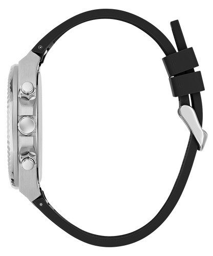 GUESS Mens Equity Black Silver Tone Analog Watch GW1011G1