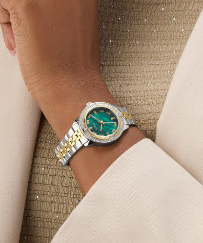 Women Quartz Green Dial Analog Stainless Steel Watch GW1027L3