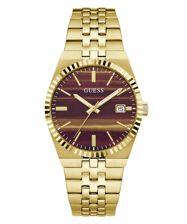 GUESS Mens Gold Tone Date Watch