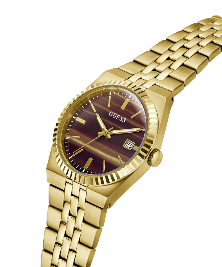 GUESS Mens Gold Tone Date Watch