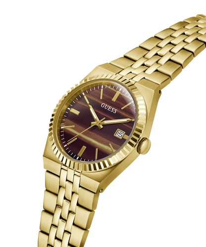 GUESS Mens Gold Tone Date Watch