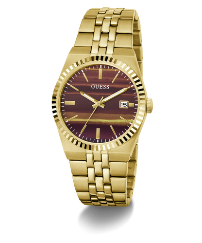 GUESS Mens Gold Tone Date Watch