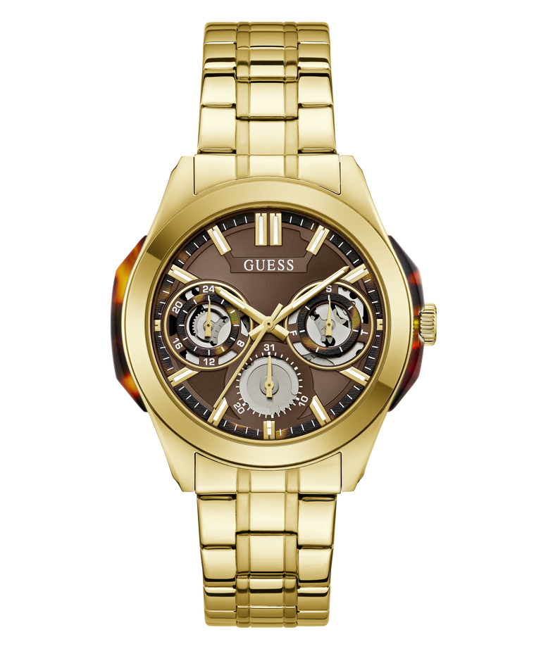 GUESS Mens Gold Tone Multi-function Watch