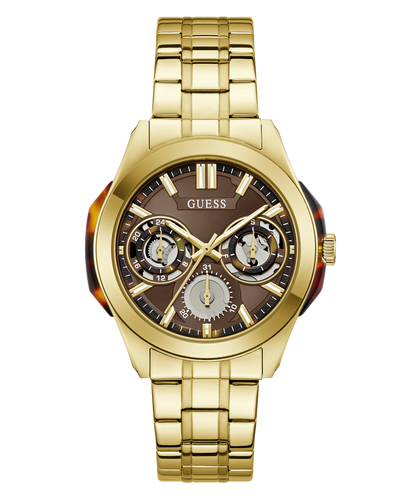 GUESS Mens Gold Tone Multi-function Watch