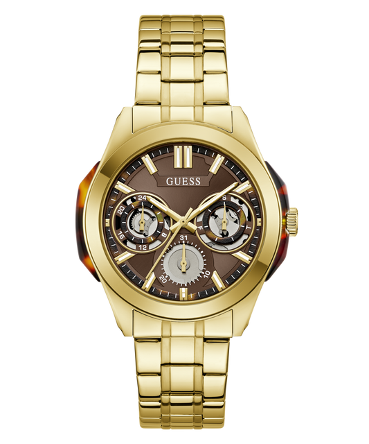 GUESS Mens Gold Tone Multi-function Watch