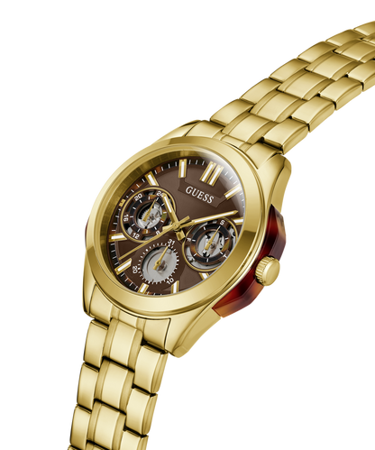 GUESS Mens Gold Tone Multi-function Watch