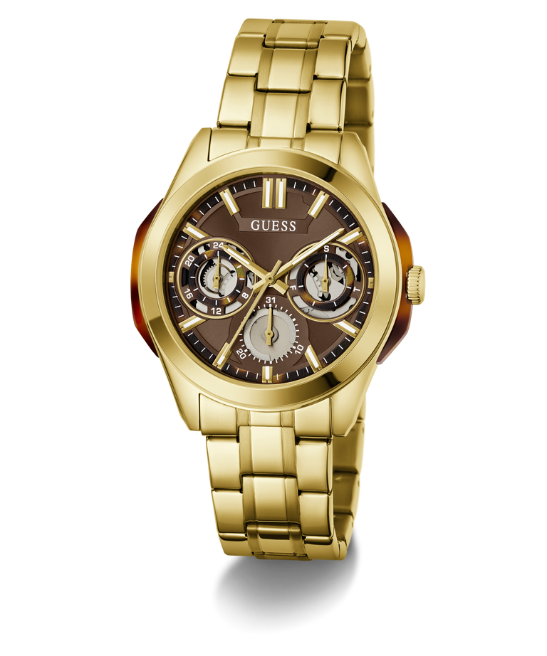 GUESS Mens Gold Tone Multi-function Watch