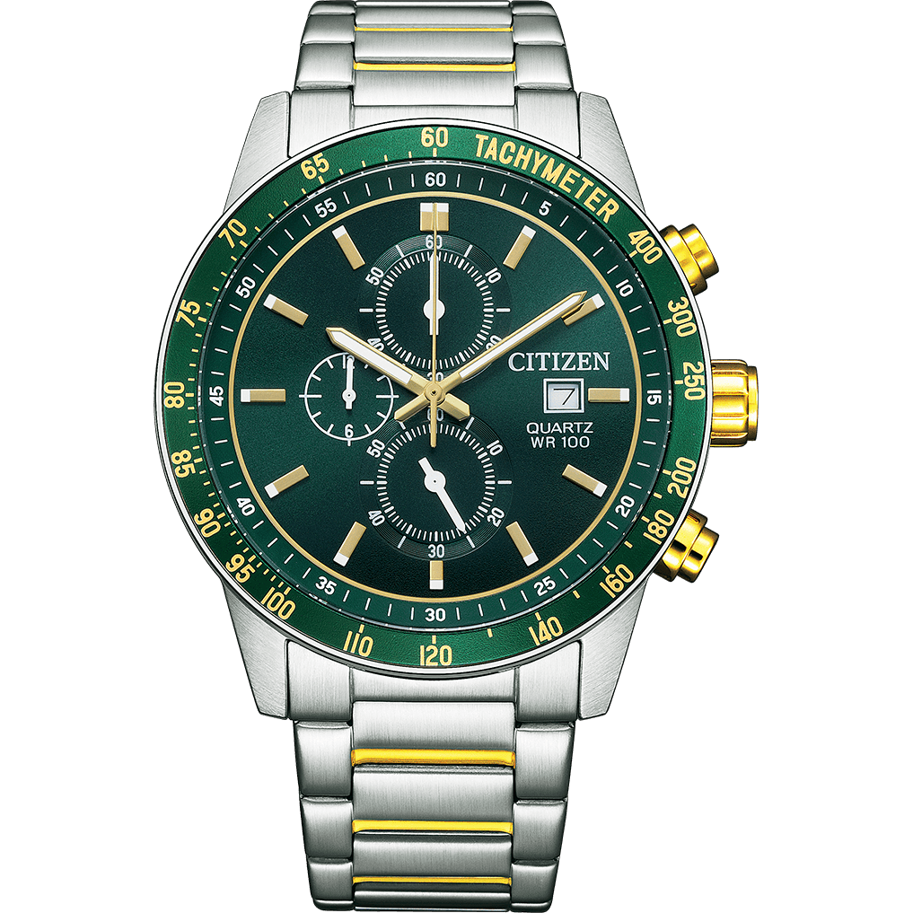 Men Quartz Green Dial Chronograph Stainless Steel AN3689-55X