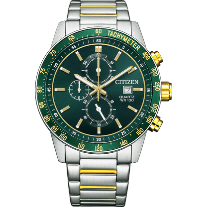 Men Quartz Green Dial Chronograph Stainless Steel AN3689-55X