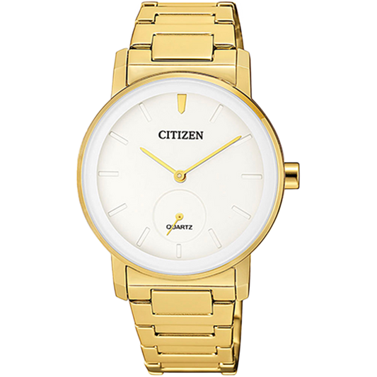 Citizen Stainless Steel Analog White Dial Women Watch-Eq9062-58A, Gold Band