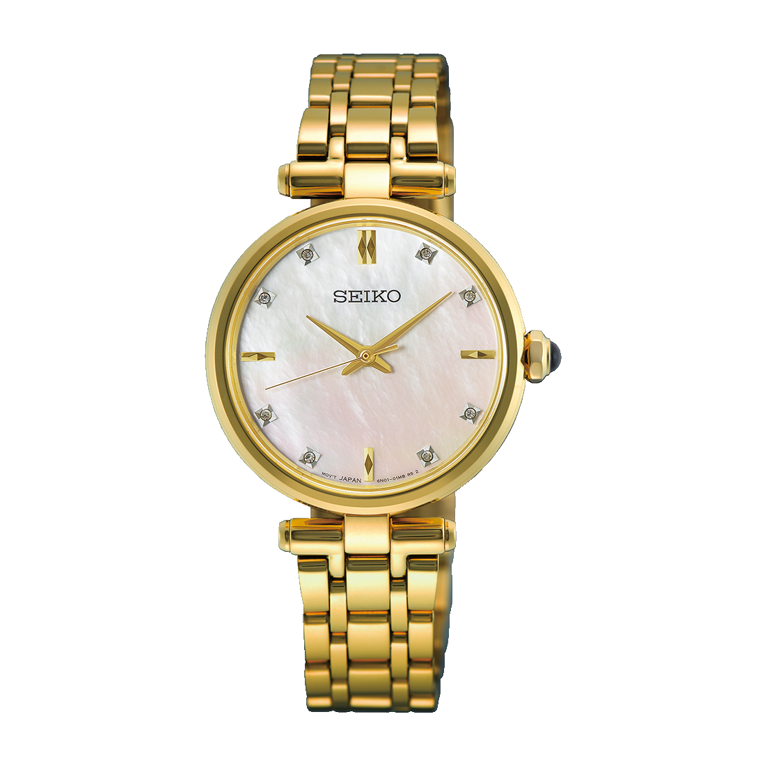 Seiko Ladies Gold-tone Watch with Mother of Pearl Dial and Diamonds - HGH008P1