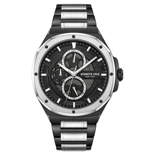 Kenneth Cole Multifunction Black Dial Stainless Steel Strap Watch For Men KCWGK0047203MNW