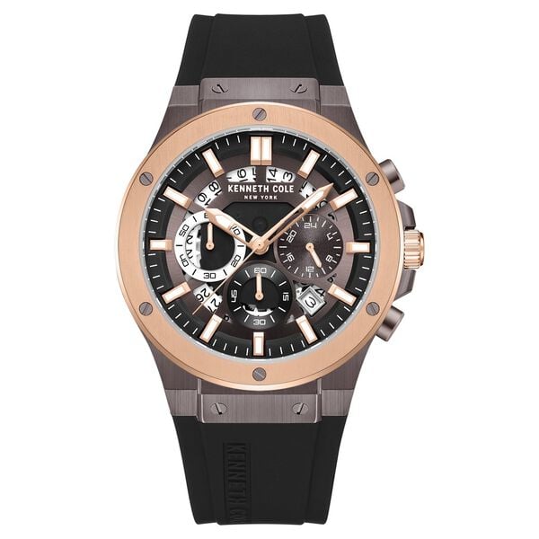 Kenneth Cole Quartz Chronograph Brown Dial Silicone Strap Watch for Men NTKCWGO0035503MN