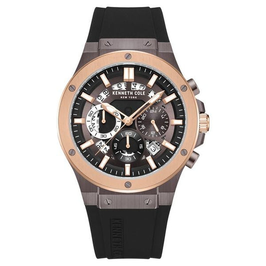 Kenneth Cole Quartz Chronograph Brown Dial Silicone Strap Watch for Men NTKCWGO0035503MN