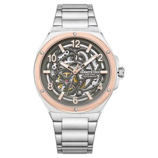 Kenneth Cole Automatic Grey Dial With Silver Stainless Steel Strap Watch For Men NTKCWGY0046303MN