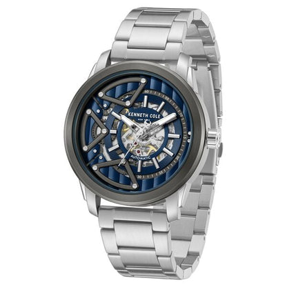 Kenneth Cole Automatic Blue Dial Silver Colour Stainless Steel Strap Watch For Men