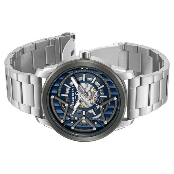 Kenneth Cole Automatic Blue Dial Silver Colour Stainless Steel Strap Watch For Men