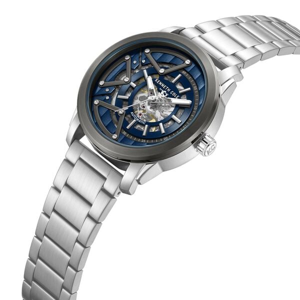 Kenneth Cole Automatic Blue Dial Silver Colour Stainless Steel Strap Watch For Men