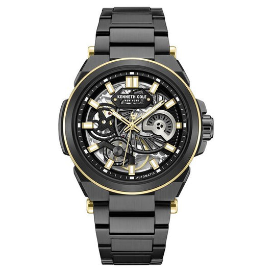 Kenneth Cole Automatic With Self Winding Automatic With Self Winding Black Dial Stainless Steel Strap Watch For Men KCWGY0065606MN