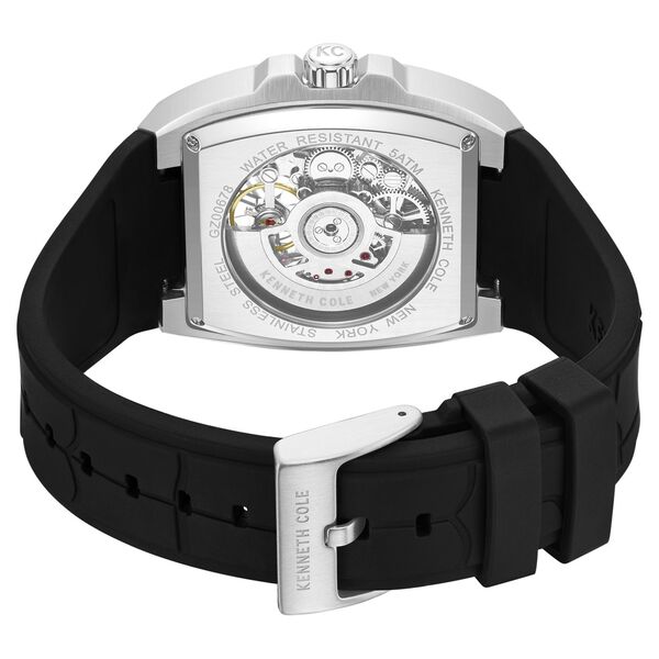 Kenneth Cole Automatic Silver Dial Black Colour Silicone Strap Watch For Men KCWGZ0067803MNW