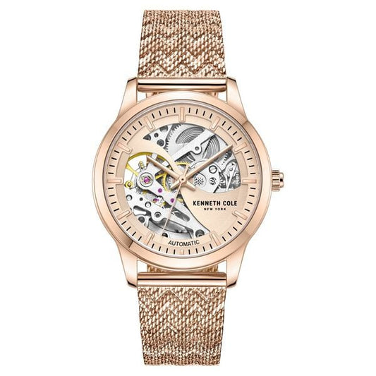 Kenneth Cole Automatic Rose Gold Round Dial Rose Gold Stainless Steel Strap Watch For Women