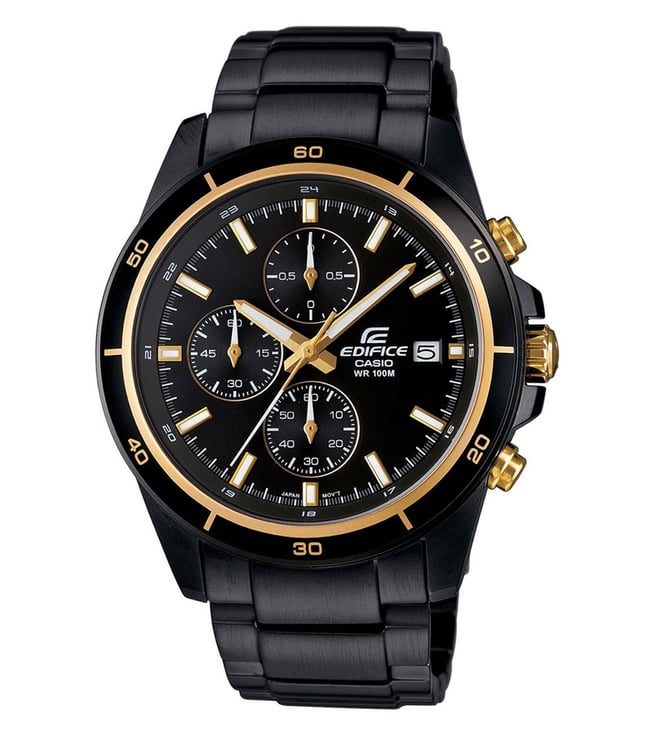 EFR-526BK-1A9VUDF Black Analog Dial Black Stainless Steel Band Men's Watch EX208
