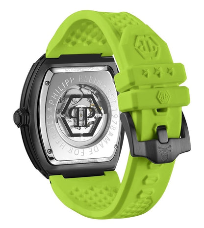 Philipp Plein The $keleton Collection Luxury Mens Watch Timepiece with a Light Green Strap Featuring a Green Case and Black Dial, Light Green-PWBAA0822, OS, Philipp Plein | The $keleton