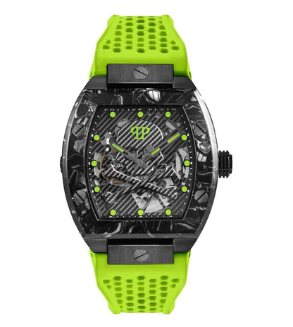 Philipp Plein The $keleton Collection Luxury Mens Watch Timepiece with a Light Green Strap Featuring a Green Case and Black Dial, Light Green-PWBAA0822, OS, Philipp Plein | The $keleton