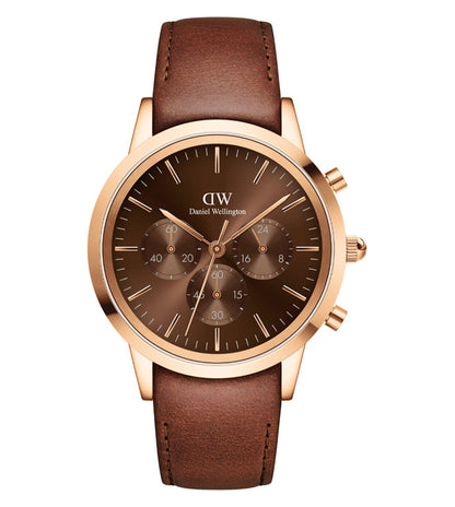 Iconic Men Brown Round Dial Analog Watch - DW00100640K